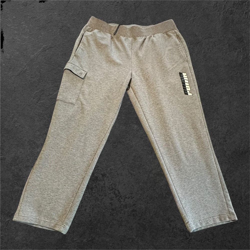 Puma Sweatpants Mens XL Gray Joggers Cargo Pocket Athletic Lounge